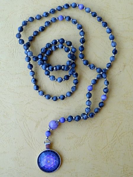 Larvikite and Mandala OM Pendant, Necklace